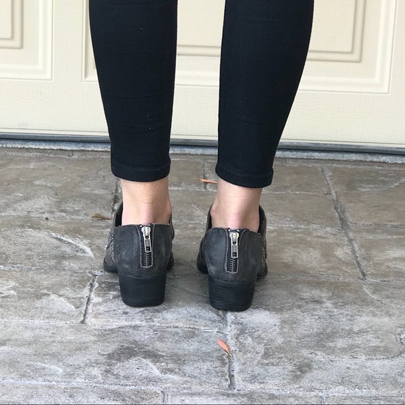 Charcoal Distressed Leather Braided Cut Out Bootie - Picture 2 of 8